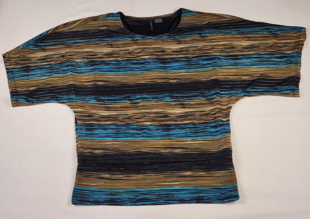 New Directions Blouse Womens Small Multicolor Boho Aztec Dolman Short Sleeve Y2K